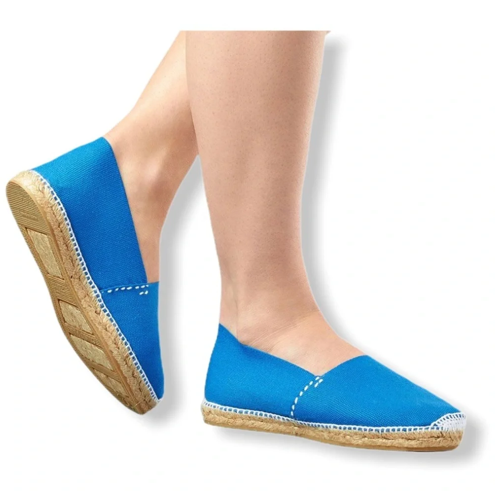 Cousu Main Classic flat French blue espadrilles